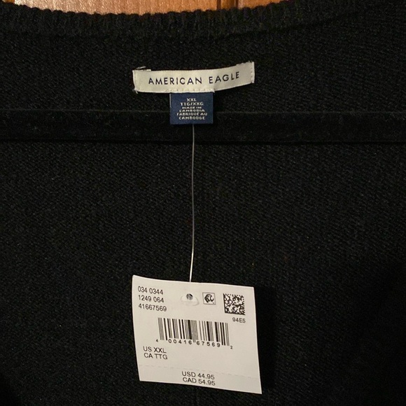 American Eagle Outfitters Black Oversized V-Neck Sweater Size XXL - Picture 3 of 8